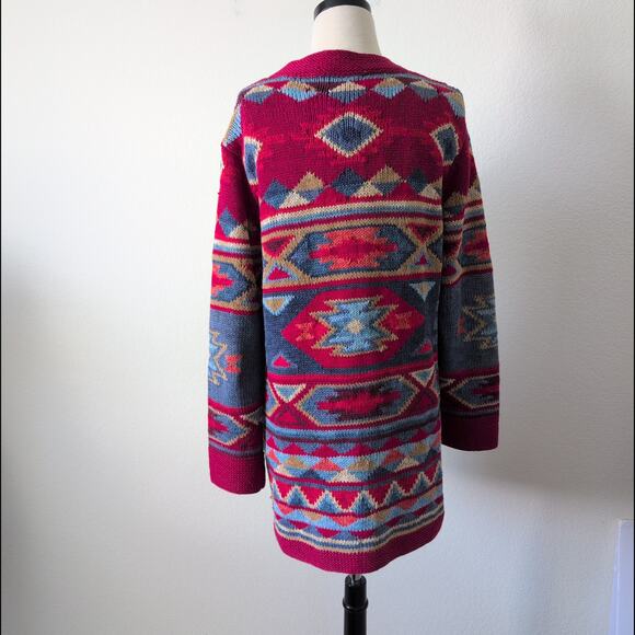 Coldwater Creek Cotton Tribal Blanket Southwestern Cardigan Sweater Womens Small - Picture 11 of 13